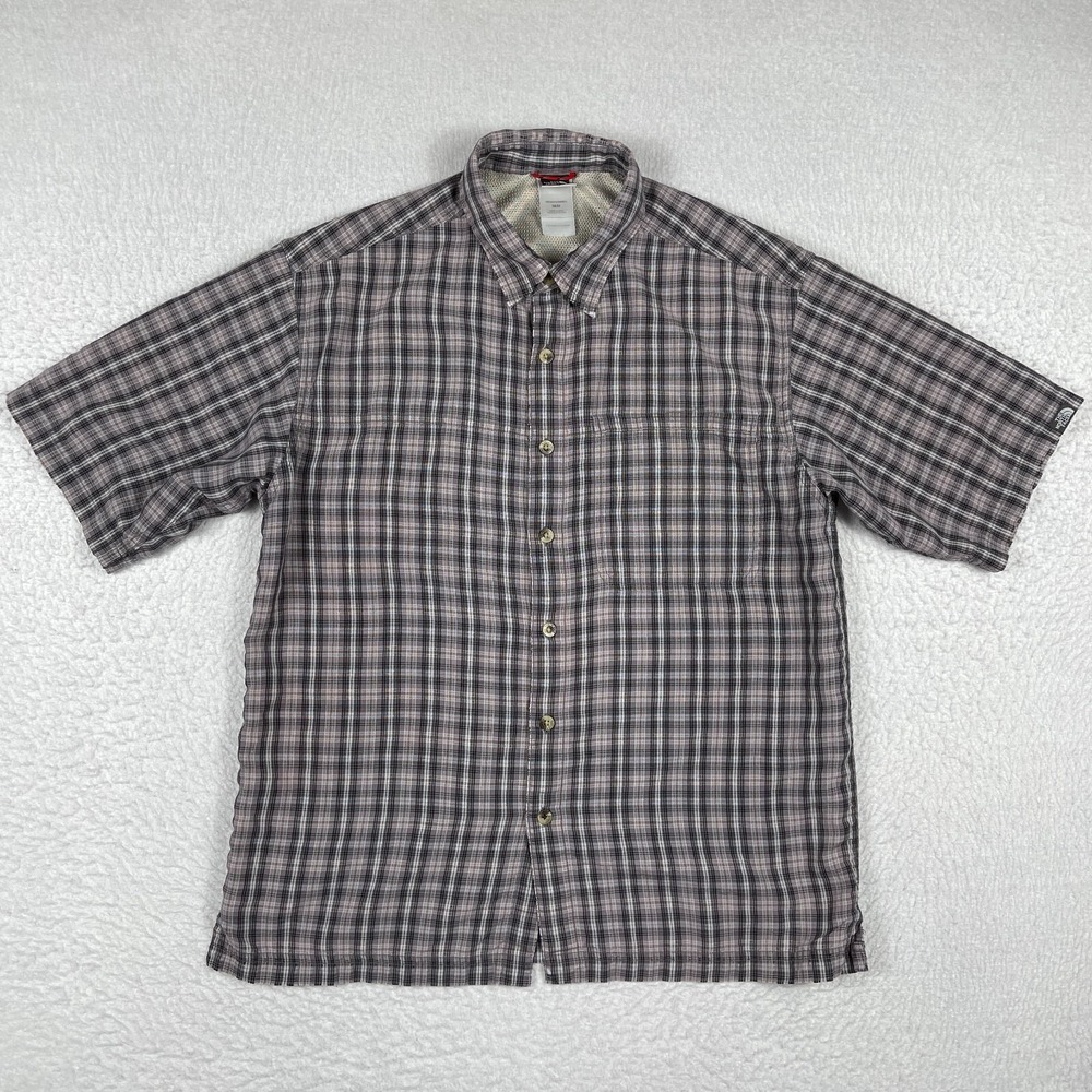 The North Face‎ Shirt Mens Medium Purple Plaid Outdoors Hiking Camping Travel